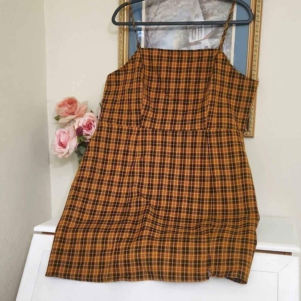 Preppy Plaid Minidress Fall Dress Size 1X Pumkin Patch photos Rockabilly Gingham - Picture 2 of 9